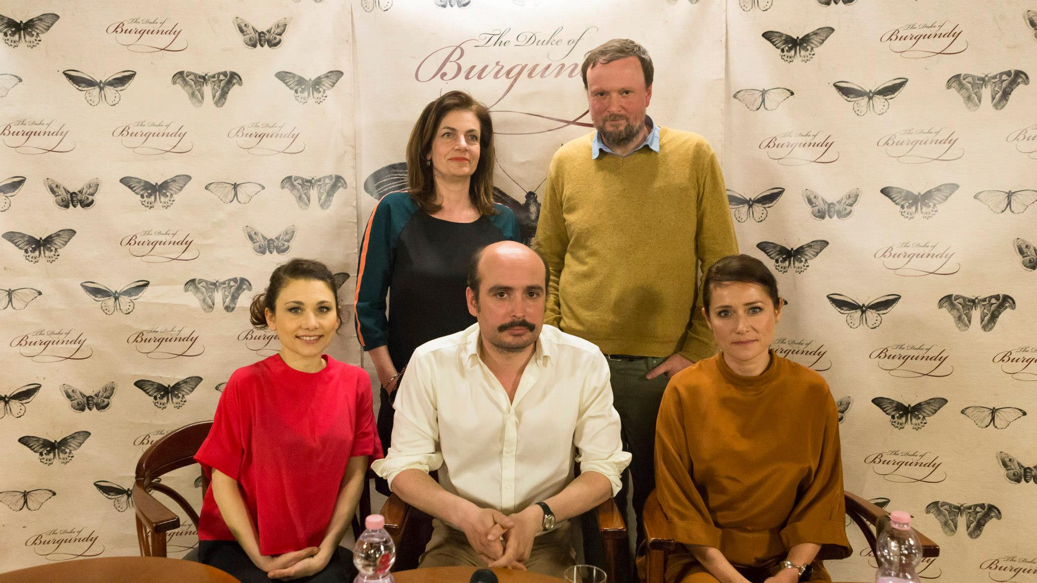 Ildikó Kemény, Andy Starke, Chiara D'Anna, Peter Strickland and Sidse Babett Knudsen at The Duke of Burgundy Hungarian Premiere in Budapest -Titanic Film Festival, April 2015. Press Conference.
