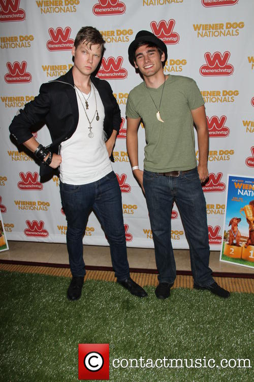 Daniel and Austin Anderson on the green carpet, at premier of Wiener Dog Nationals.