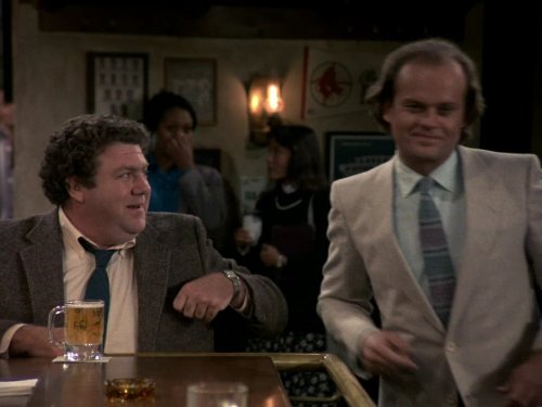 Still of Kelsey Grammer and George Wendt in Cheers (1982)