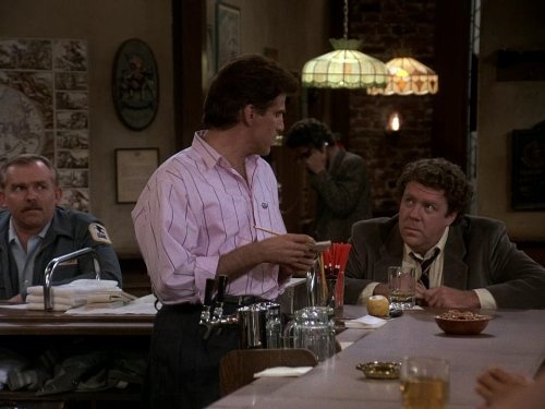 Still of Ted Danson, John Ratzenberger and George Wendt in Cheers (1982)