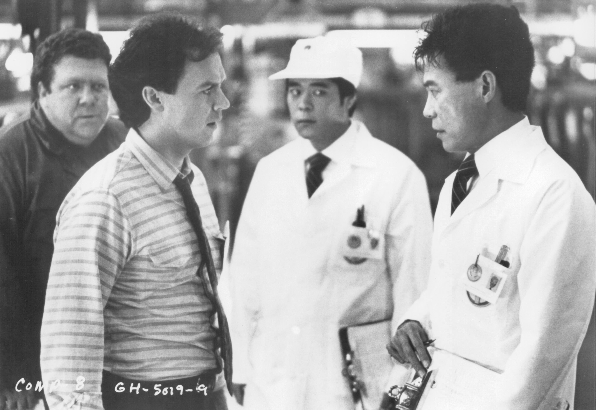 Still of Michael Keaton, George Wendt and Sab Shimono in Gung Ho (1986)