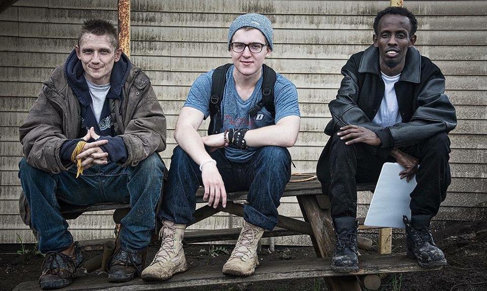 Torrey Wigfield, director Luke Jaden, and Barkhad Abdi (L to R) between takes on 