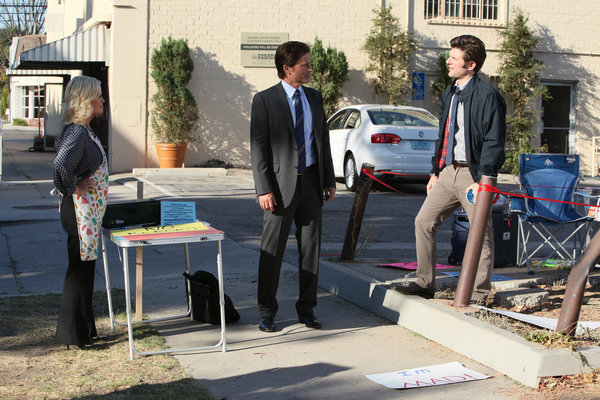 Still of Rob Lowe, Adam Scott and Amy Poehler in Parks and Recreation (2009)