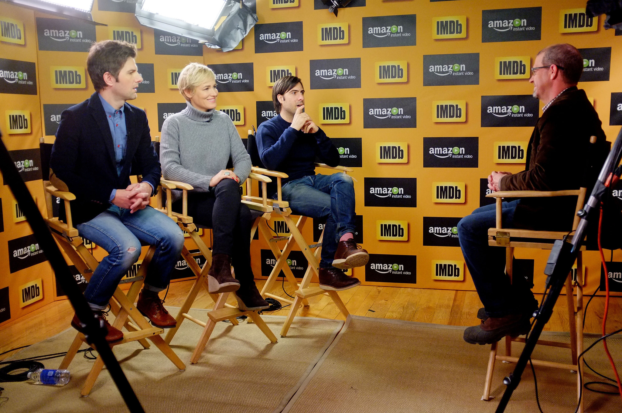 Judith Godrèche, Adam Scott, Jason Schwartzman and Keith Simanton at event of IMDb & AIV Studio at Sundance (2015)