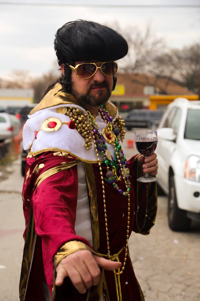 Greg as King of Oak Cliff Mardi Gras 2015.