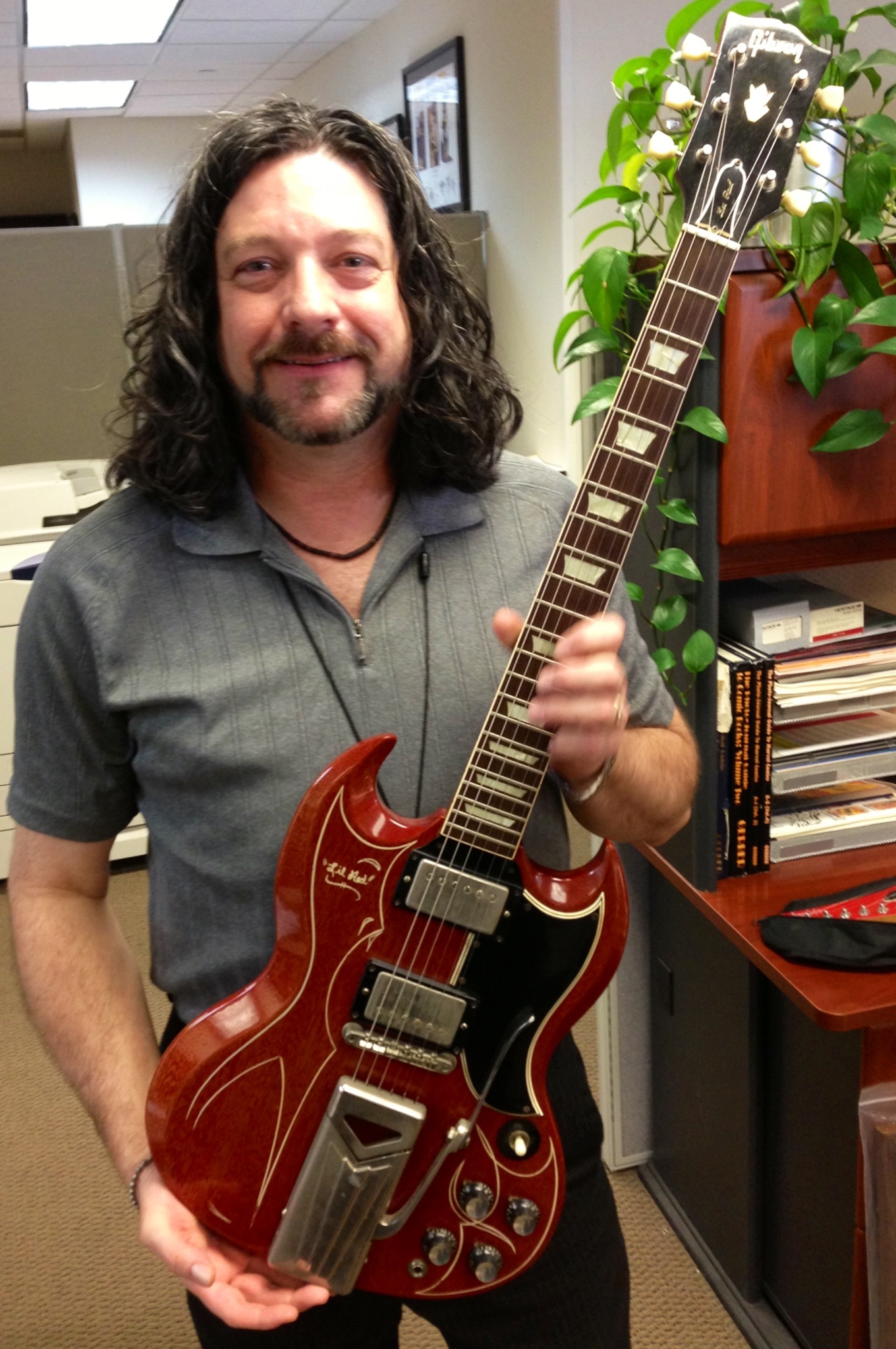 Greg with Billy Gibbons' Gibson SG guitar.
