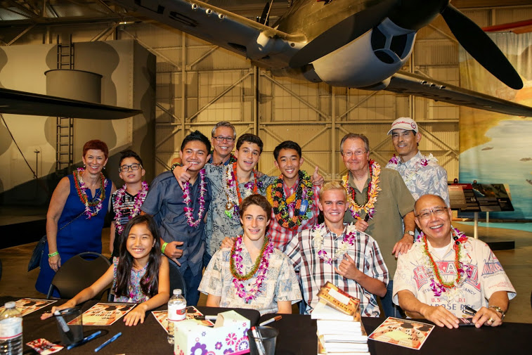 Cast with Producer, Director, Writer at Pearl Harbor Visitor Center, Honolulu.