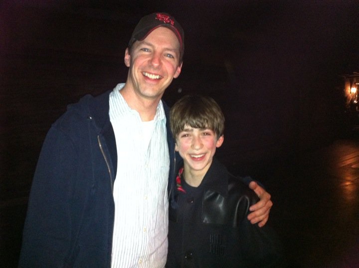 Sean Hayes backstage with Jacob Clemente at Billy Elliott