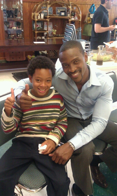 Tyler with on-set father in 