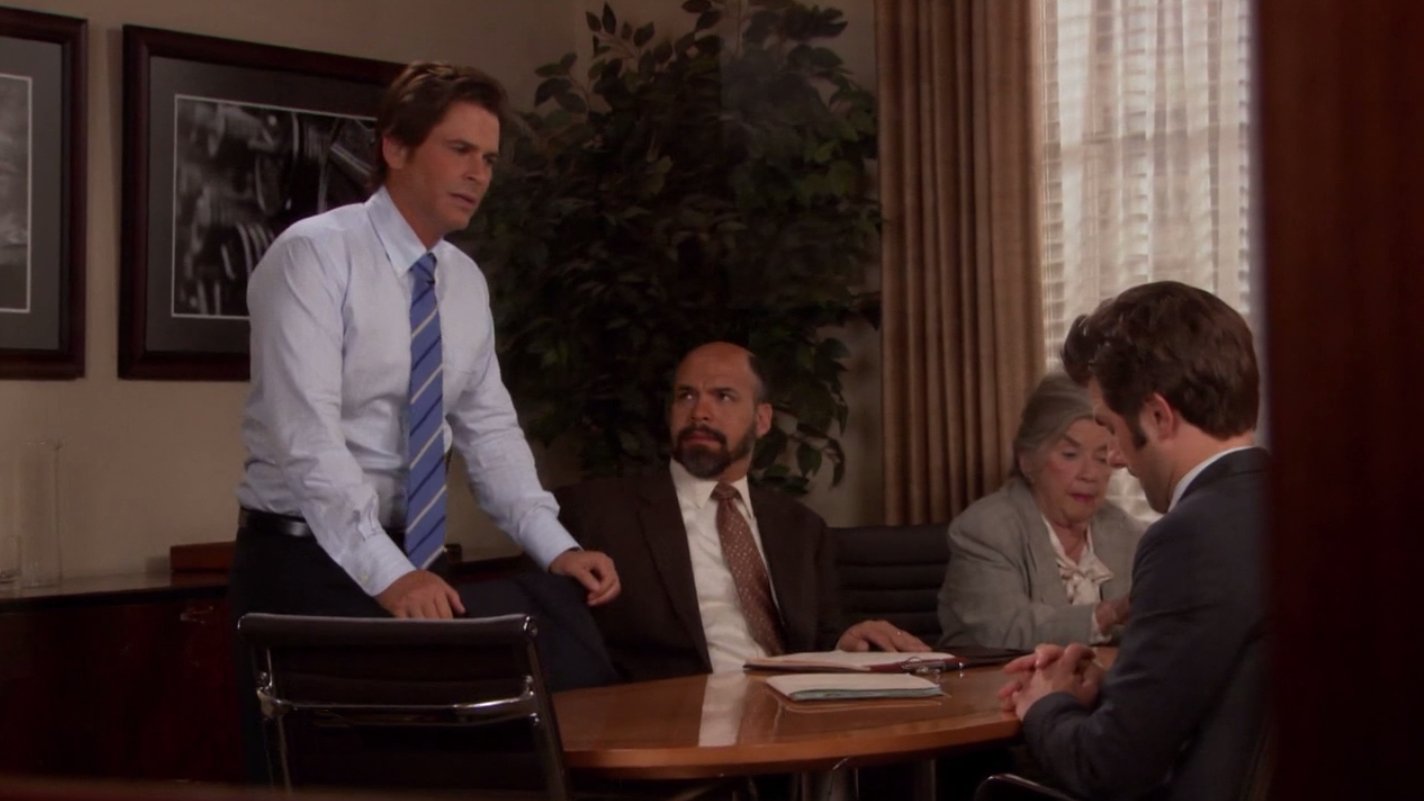 Kevin, appearing as Mr. Allenbach, with Rob Lowe, Helen Slayton-Hughes and Adam Scott on PARKS AND RECREATION, episode: 
