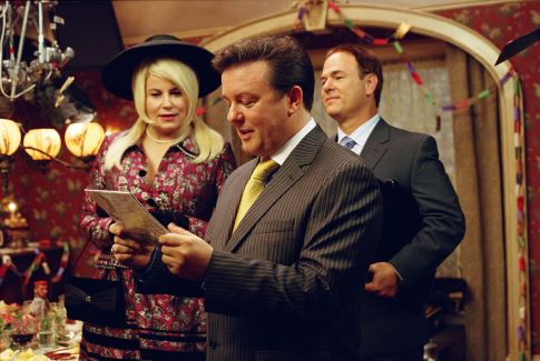 Still of Jennifer Coolidge, Ricky Gervais and Larry Miller in For Your Consideration (2006)