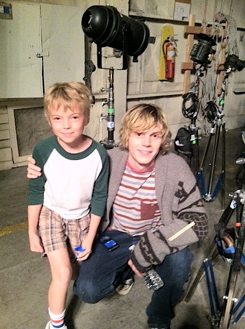 Paul on the set of American Horror Story with actor Evan Peters 