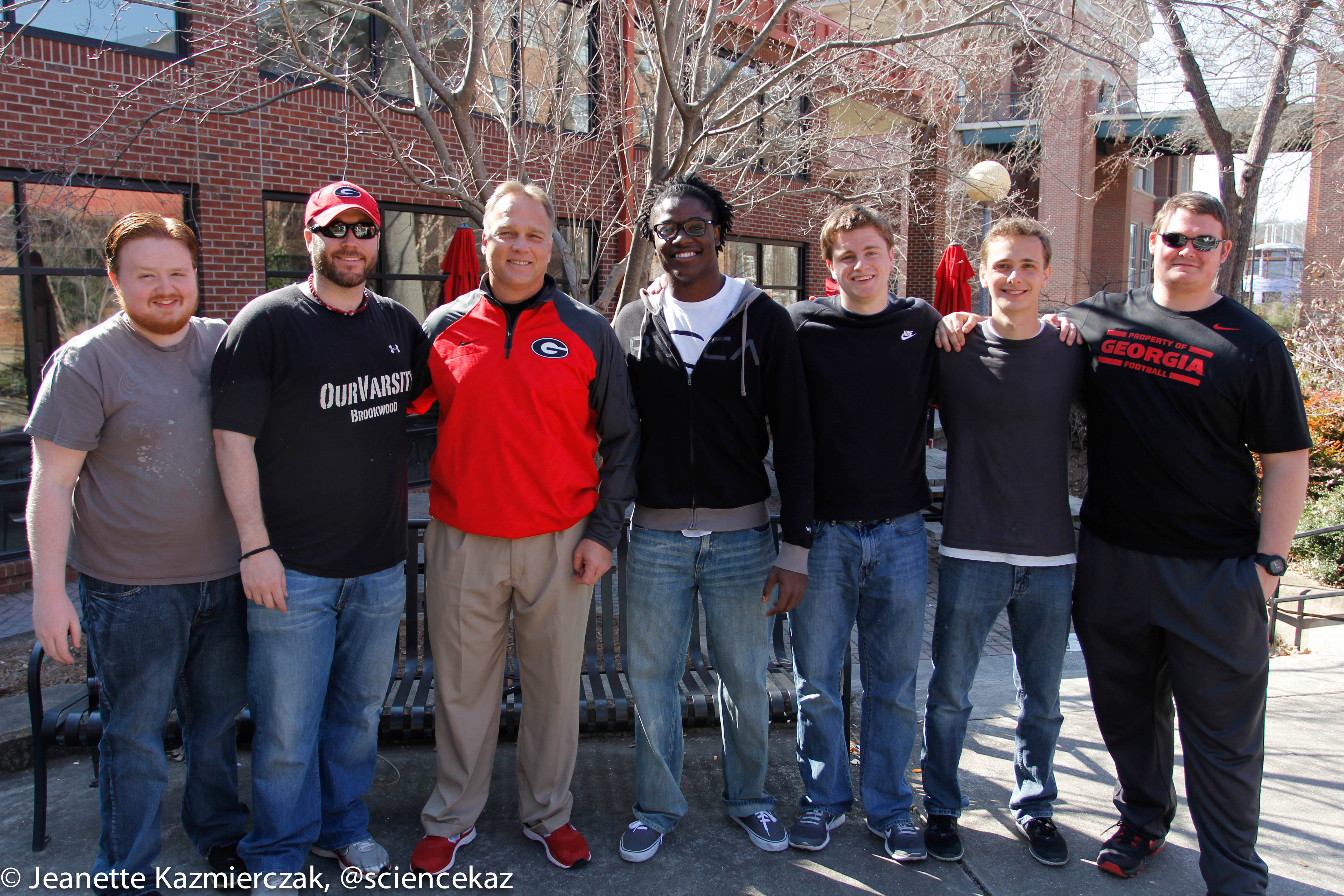 Chase Smith and Edward Boss on set of Retribution with Mark Richt, Chris Conley