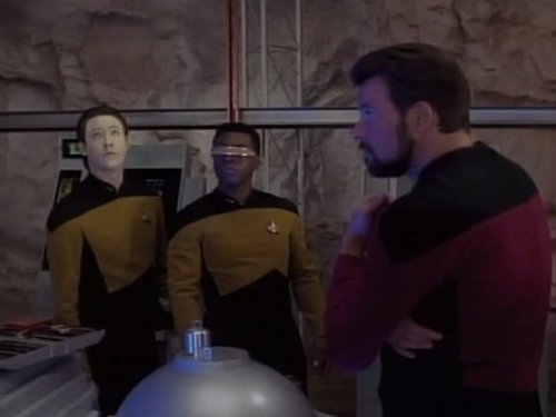 Still of Jonathan Frakes, Brent Spiner and LeVar Burton in Star Trek: The Next Generation (1987)