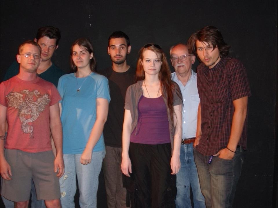 On the set of the stage adaptation of Mysterious Skin with Jeremy Gilhousen, Michael Teufel, Beth Damiano, Tavis Larsen, Jack Wells and Glenn Russell