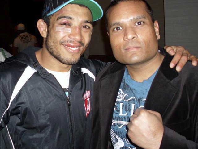 From left to right: UFC Featherweight Champion Jose Aldo, and Actor/MMA Practitioner Jeremy Durgana
