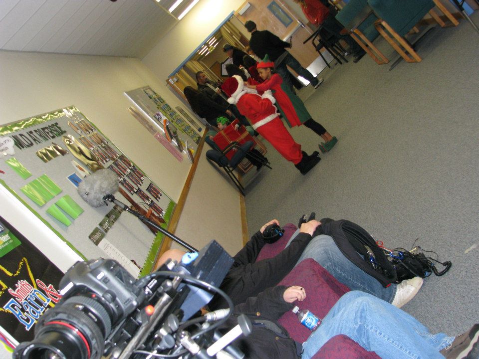 On set of the movie Saint Street.Thats me in the Santa costume.