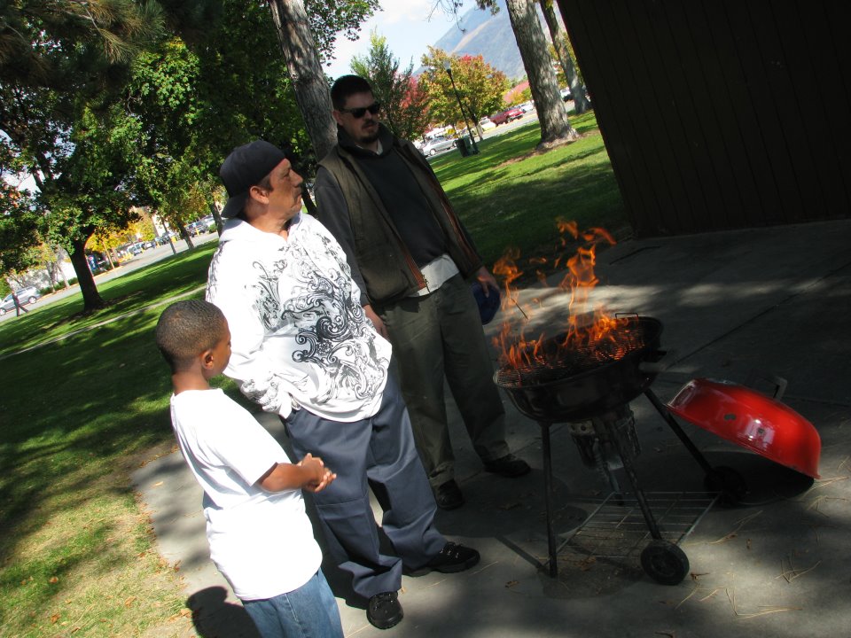 Me and Danny Trejo staying warm on set til action.