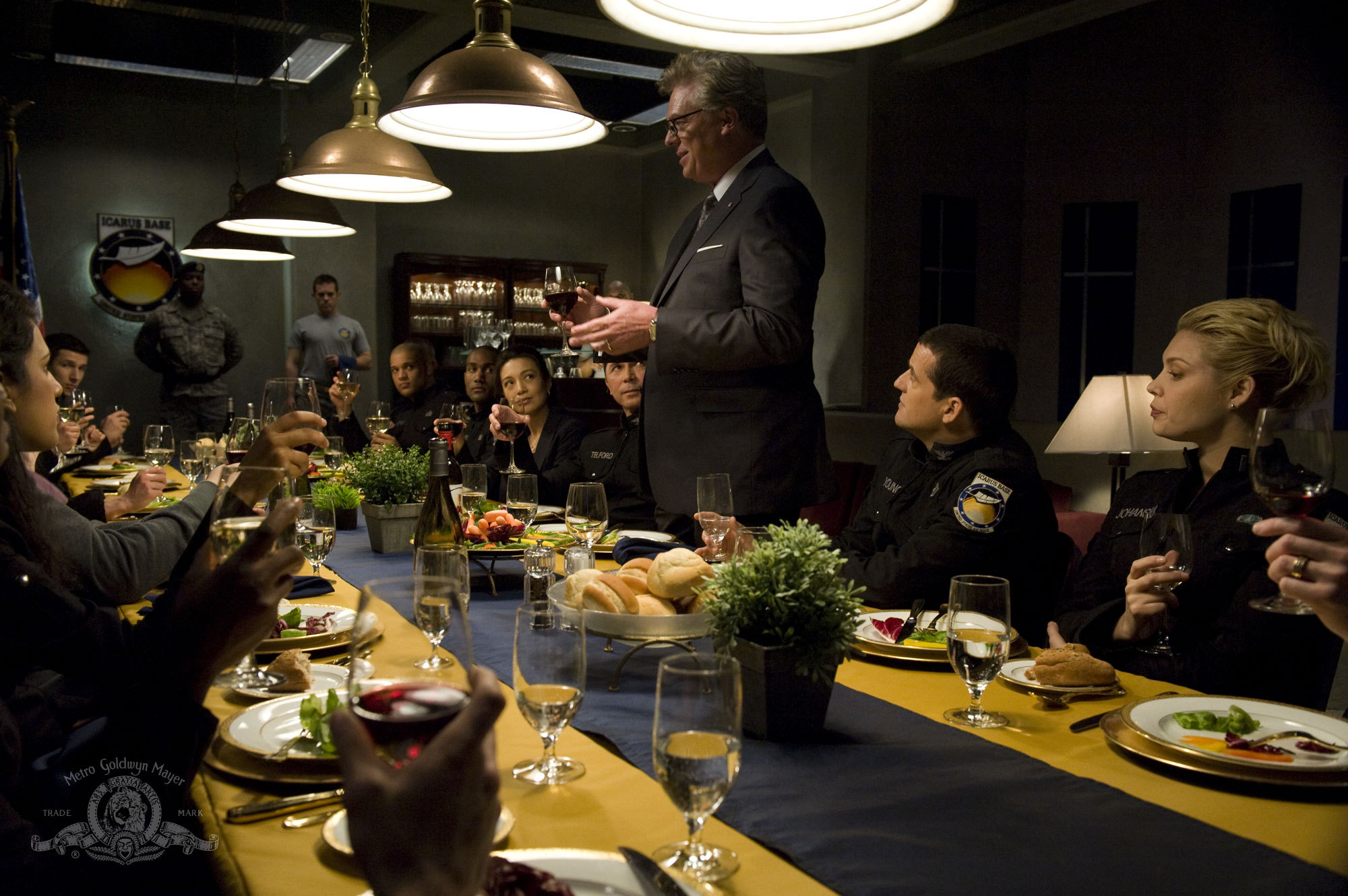 Still of Christopher McDonald, Louis Ferreira and Alaina Huffman in SGU Stargate Universe (2009)