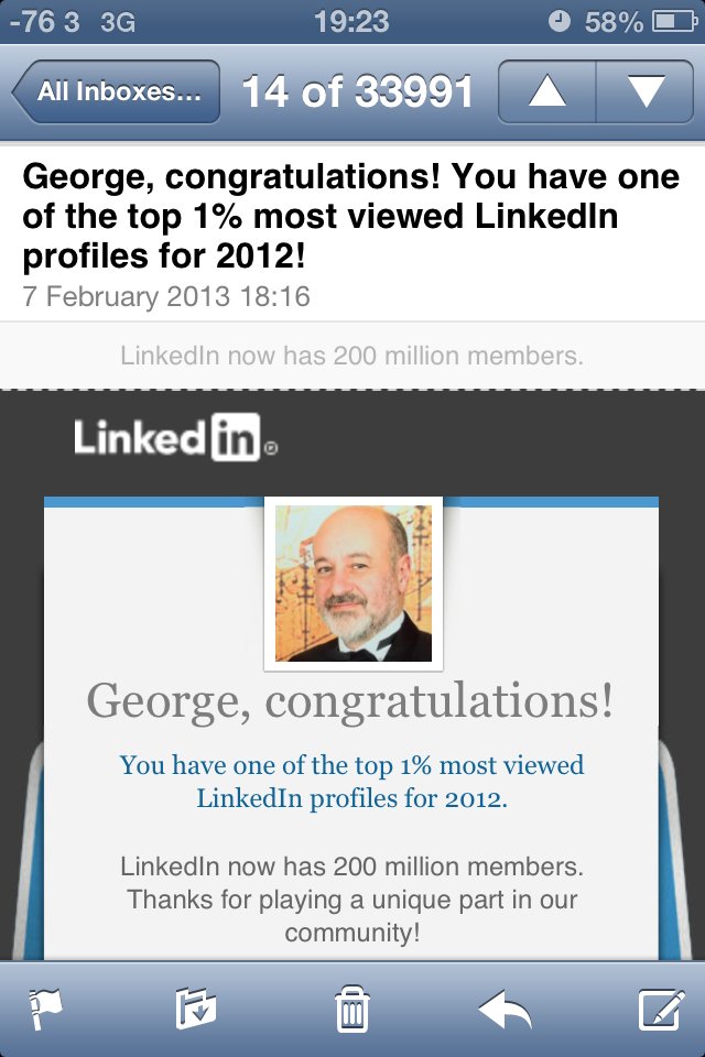 George Chiesa, one of the top 1% most viewed LinkedIn profiles for 2012.