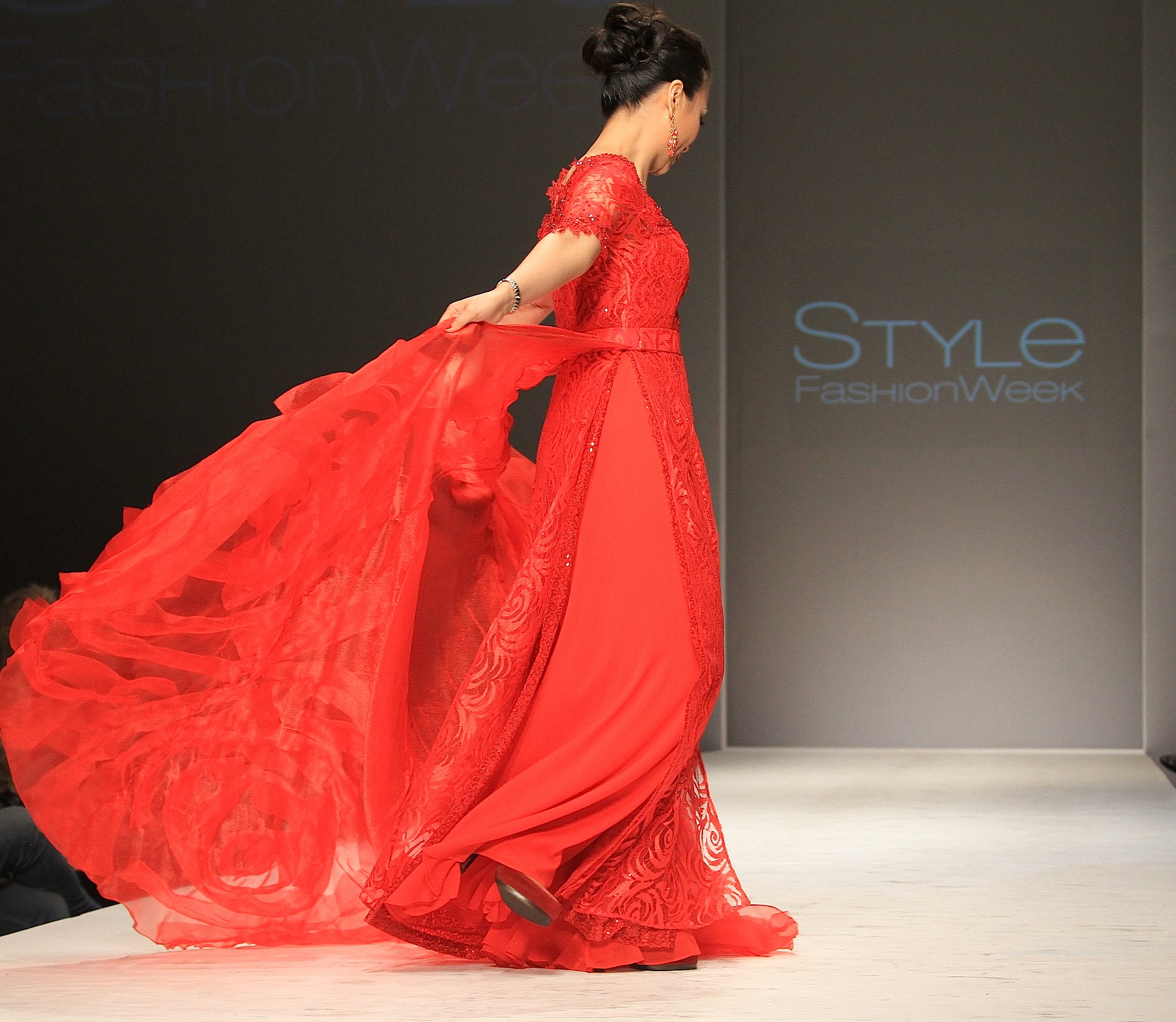Ha Phuong on the runway for Go Red Fashion Show at Style Fashion Week L.A. 2015 Side shot