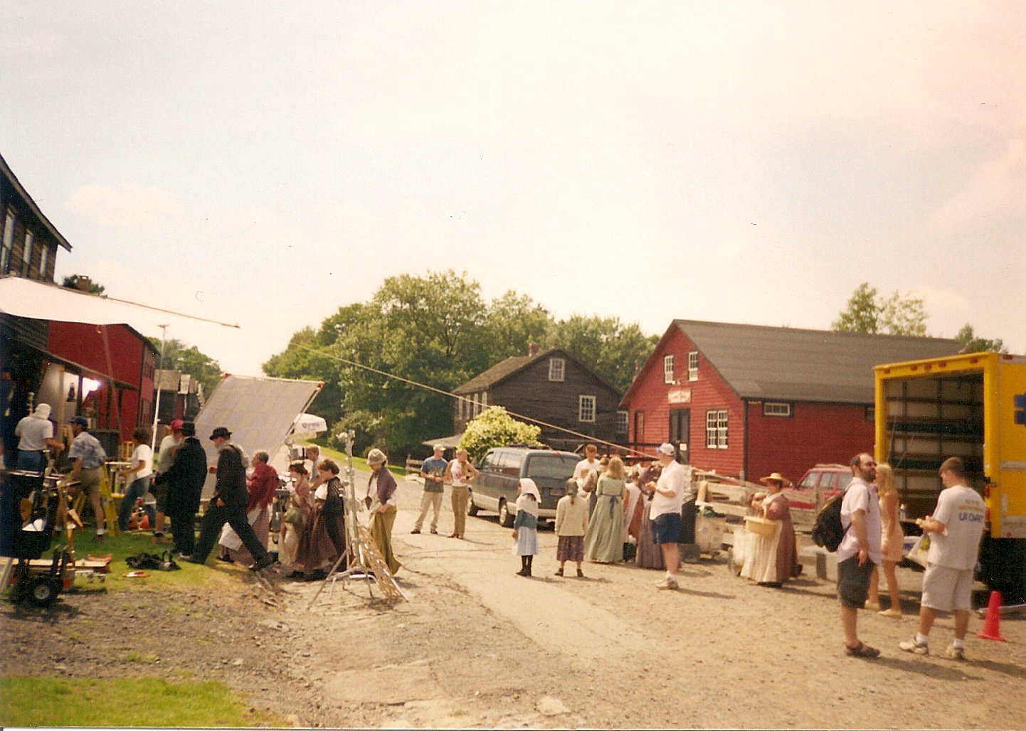Cast and Crew on location at Eckley Miner's Village in Pennsylvania, while shooting the United Studio's film, Stories from the Mines.