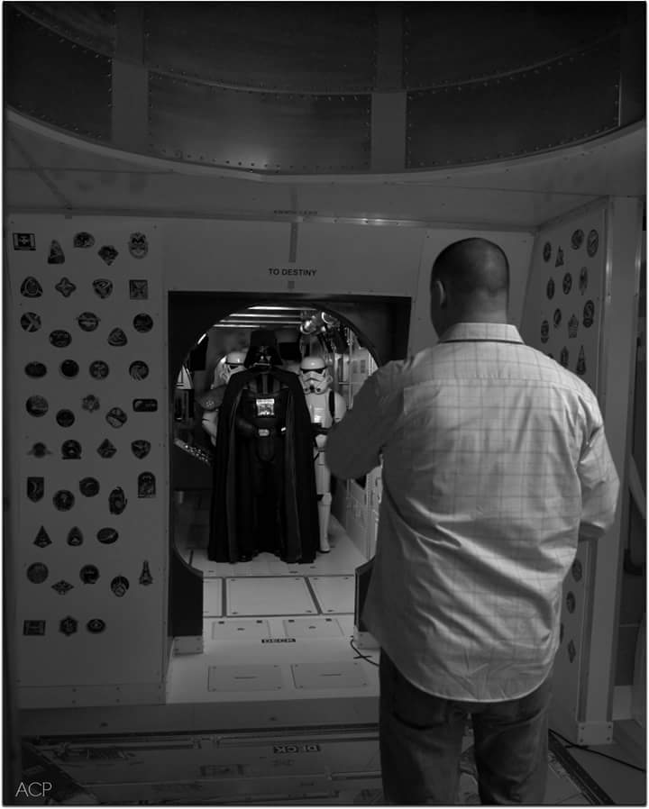 Director Jeffrey Parker blocking a scene with Darth Vader.