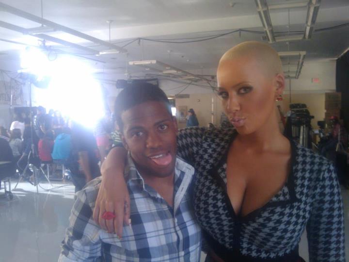 Dominick Mozee and Amber Rose on the set of School Dance