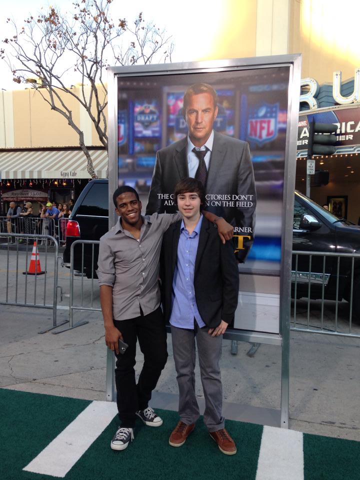Dominick Mozee and Chad Roberts at the premiere of Draft Day in Los Angeles