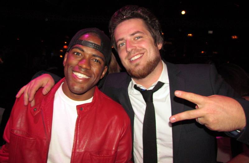 Dominick Mozee and Lee DeWyze hanging at the Iijin show during LA Fashion Week