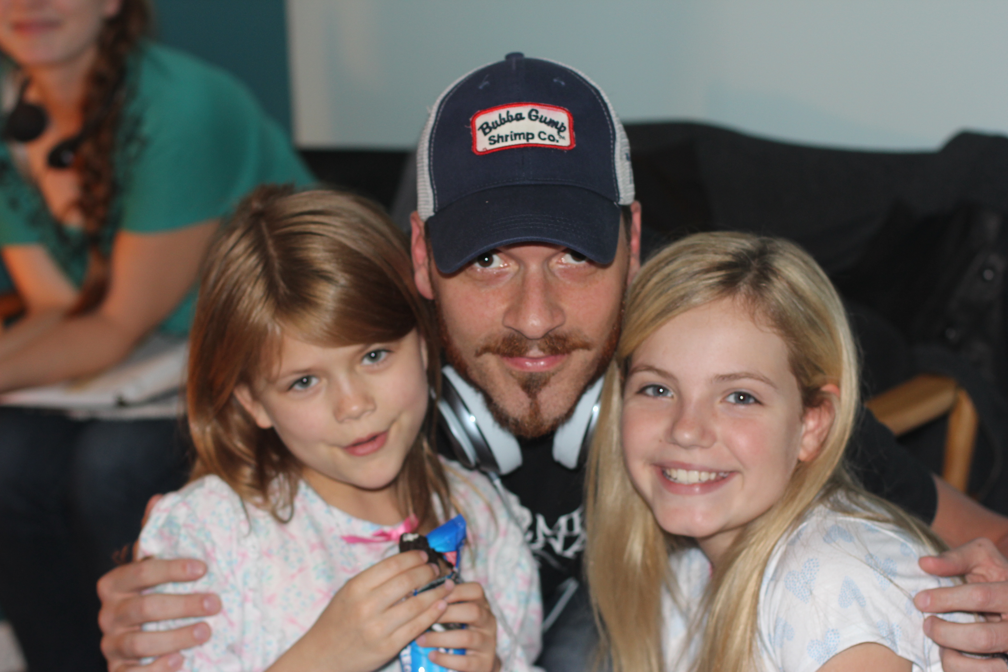 Director Jason DeVan with actress Kyla Deaver and Lia McHugh on set of Tell Me Your Name