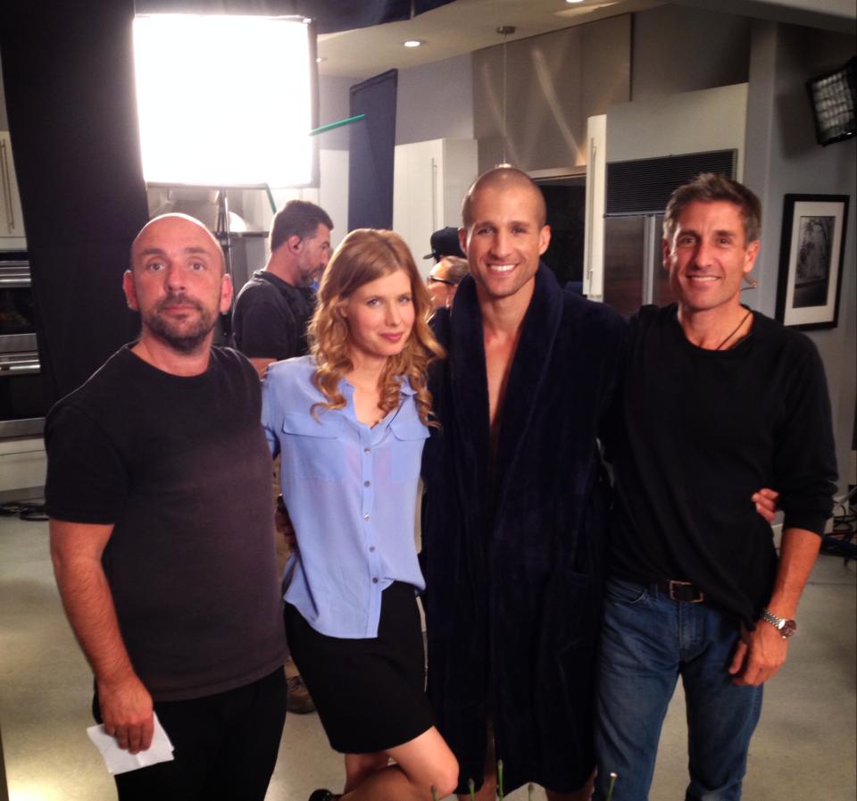 On the set of LOVE IS RELATIVE. With Director Dan Mazer, actress Jud Tylor and 1st AD.