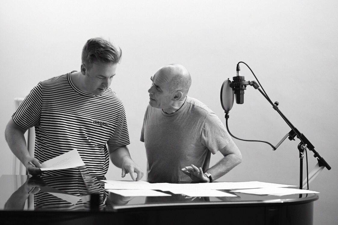 Lee Guilliland and Peter Guinness recording the narration for 