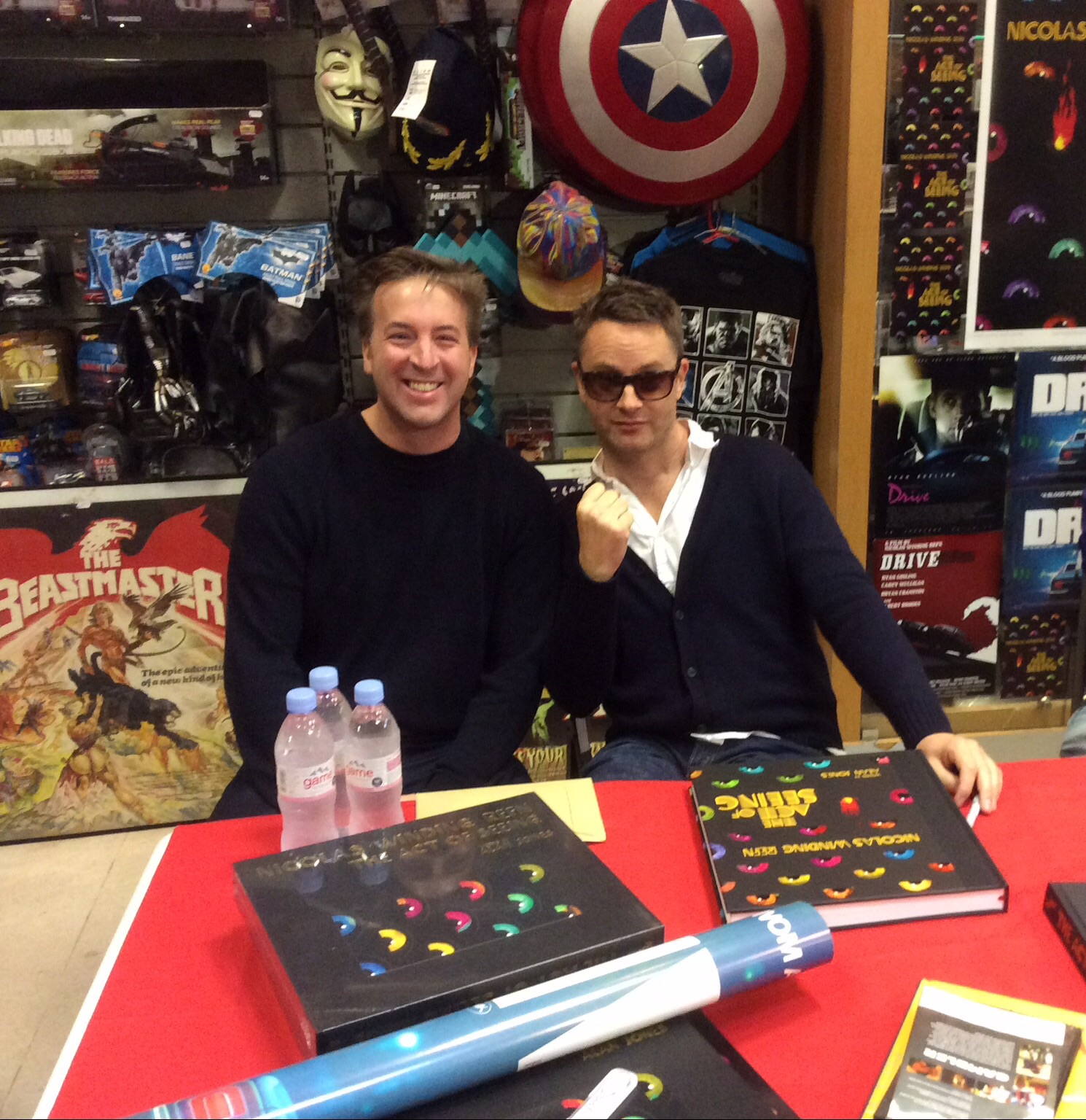 With Nicolas Winding Refn at book signing: The Act of Seeing, at The Cinema Store, London.