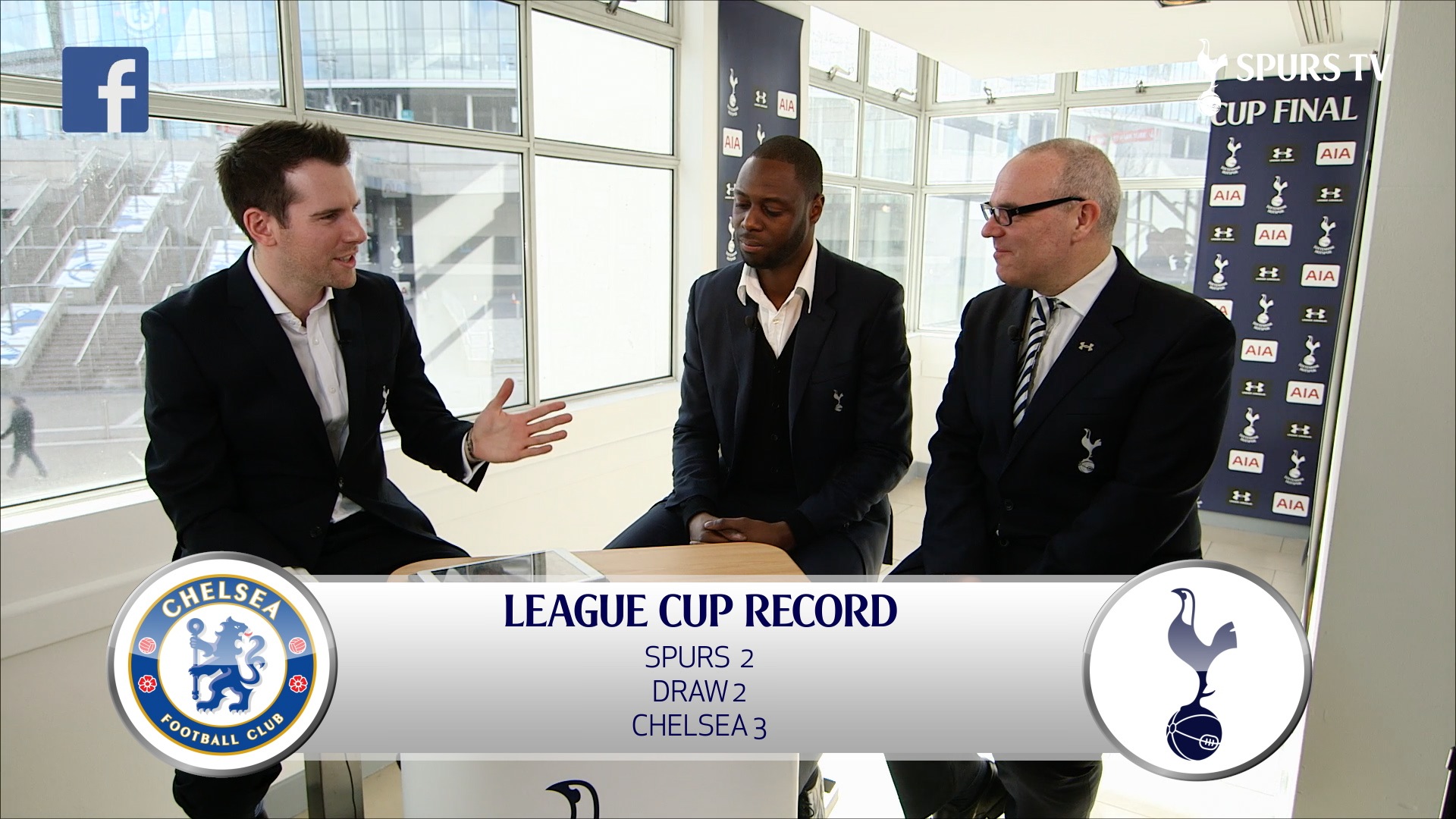 2015: Spurs TV Match Day Show (League Cup final) - Daniel van der Molen with Ledley King and Daniel Wynne.