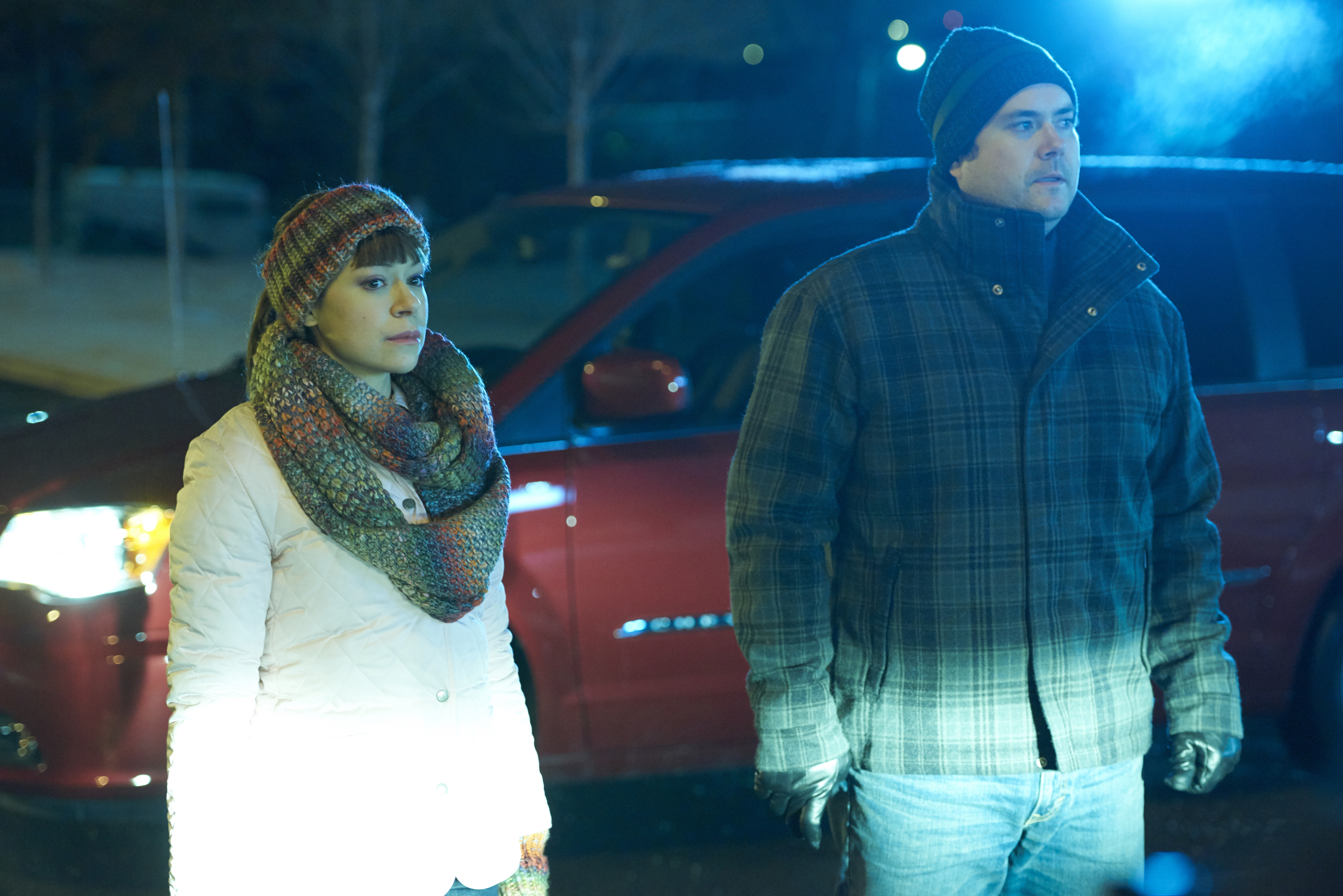 Still of Tatiana Maslany and Kristian Bruun in Orphan Black (2013)