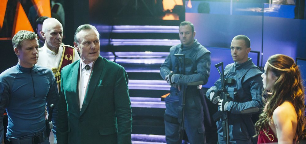 Still of Alan Dale, Christopher Egan and Anthony Head in Dominion (2014)