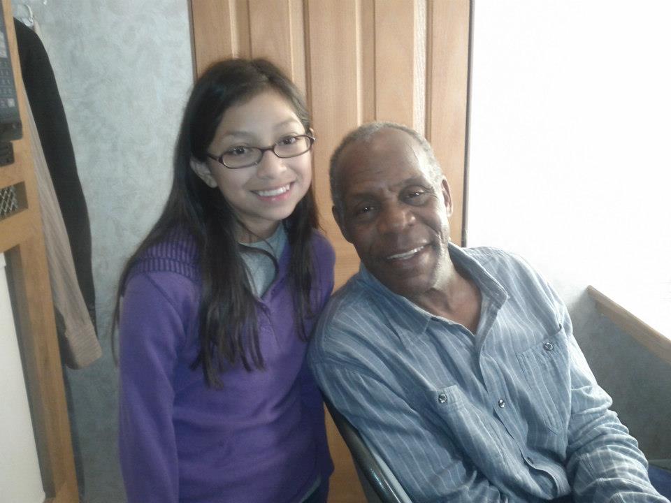 Danny Glover and Jade Nickol on the set of 