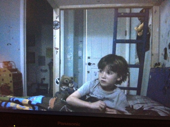 Aiden filming a scene from Paranormal Activity 4.