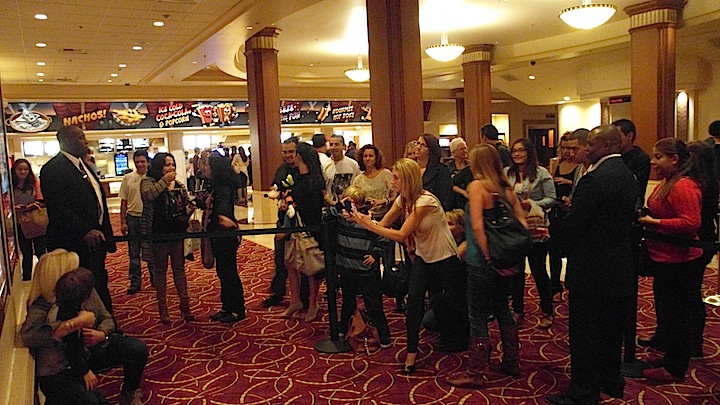 Fans waiting in line to take pictures with Aiden opening night of Paranormal Activity 4 at The Grove in Los Angeles.