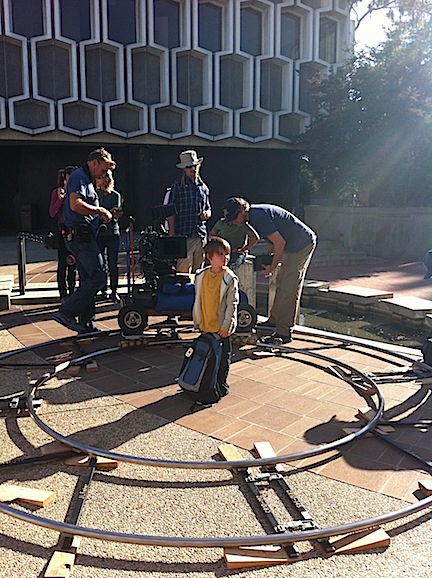 Aiden in action on the set of his National Great Call commercial.