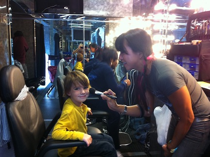 Aiden on the set of his Great Call National Commercial.