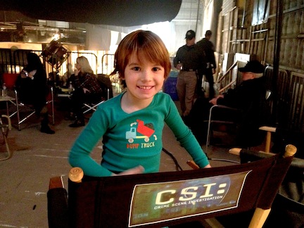 Aiden on the set of CSI.