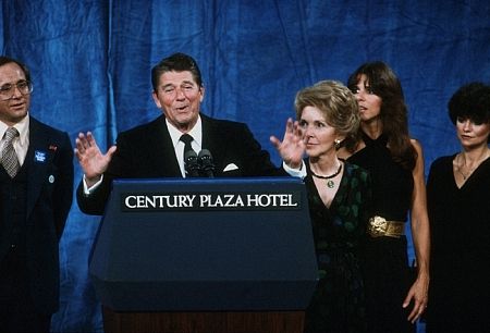 Ronald Reagan with Nancy and Patti Reagan at the Century Plaza Hotel C. 1980