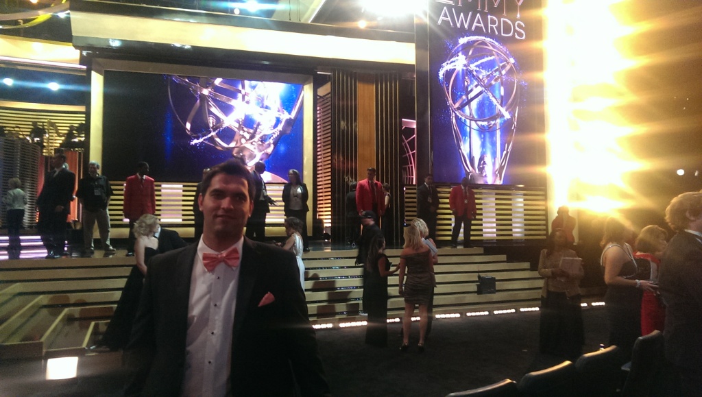 MIKEL Beaukel on the Emmy NBC floor before telecasts.