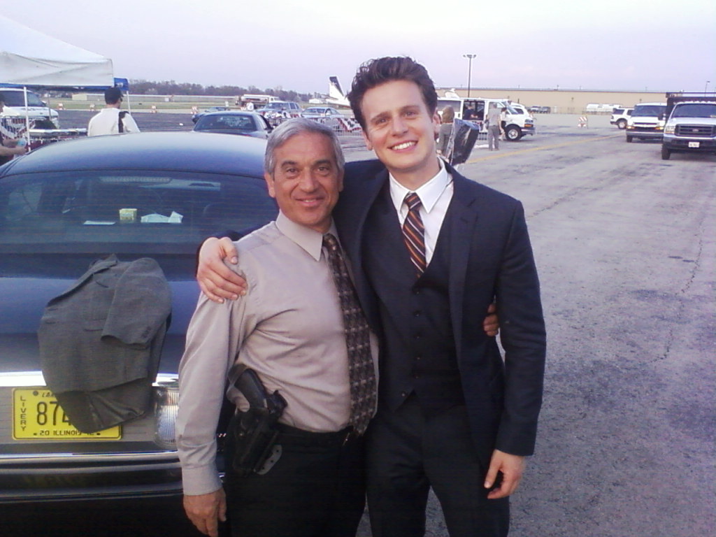 With Jonathan Groff, on the set of Boss, starring Kelsey Grammer.