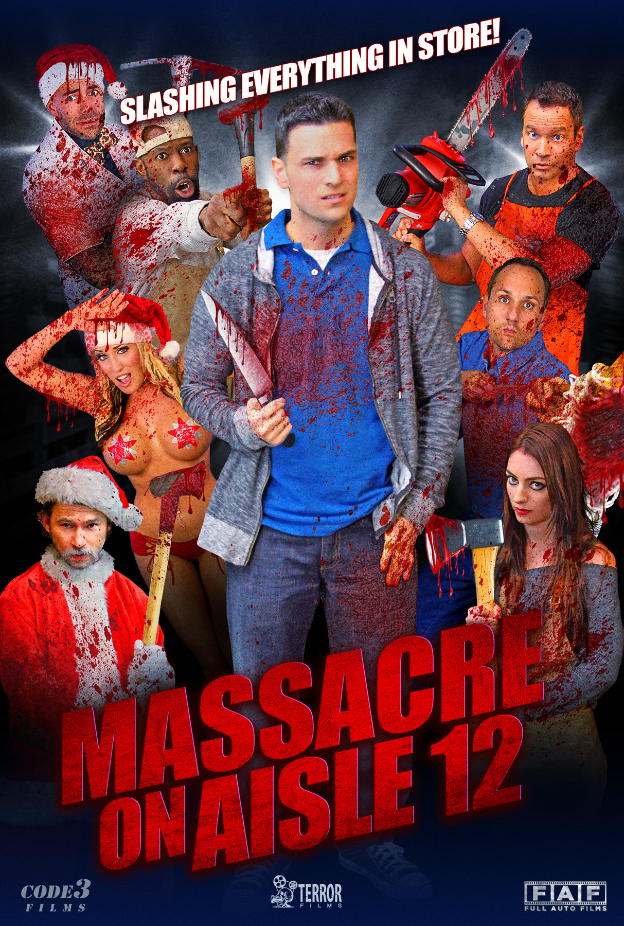 Jim Klock, William Mark McCullough, Chad Ridgely, Mike Capozzi, Michael Buonomo, Amber Jean, Melissa Saint-Amand and Aikido Burgess in Massacre on Aisle 12