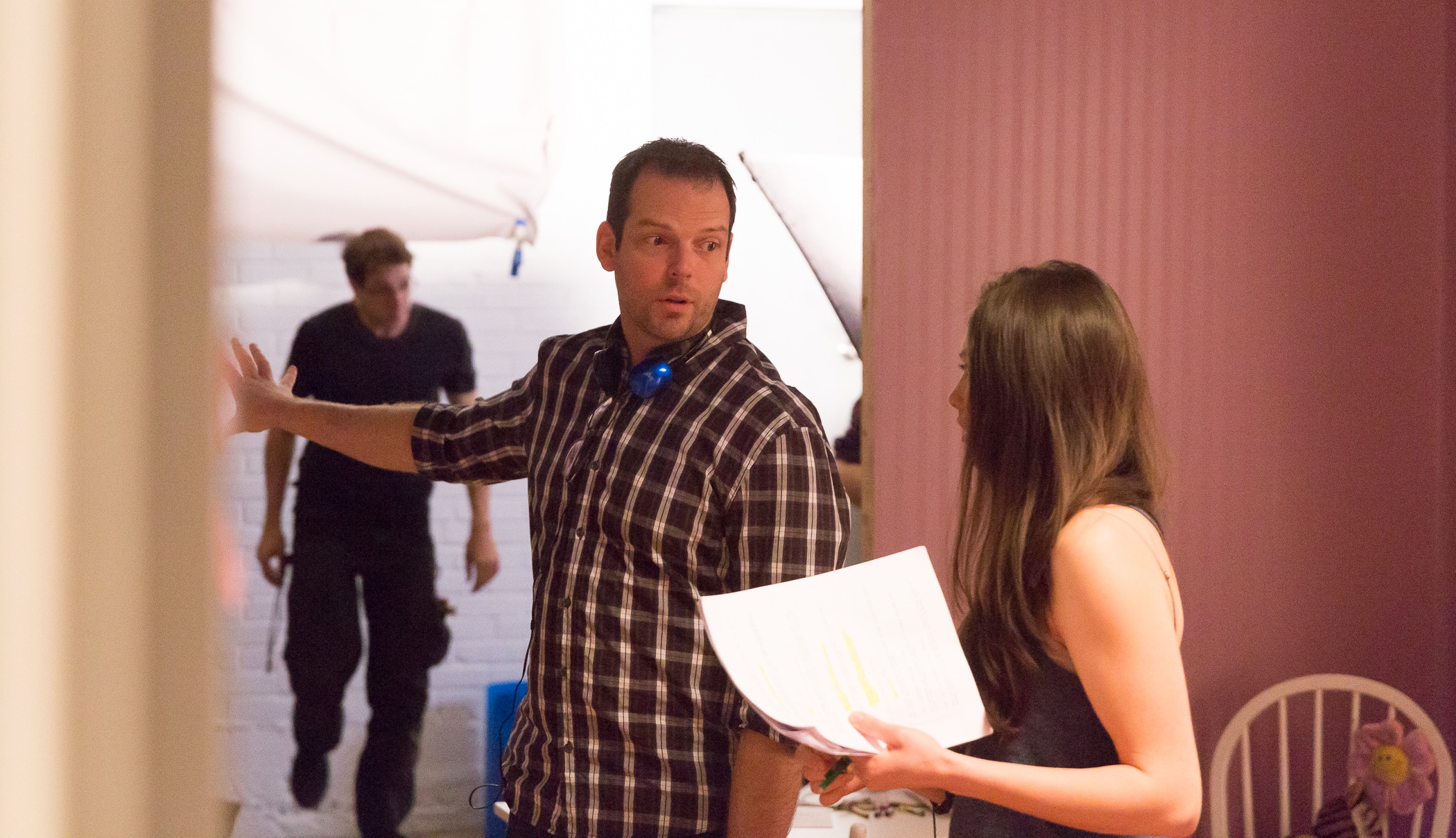 Adam O'Brien and Janice Kingsley on set of 