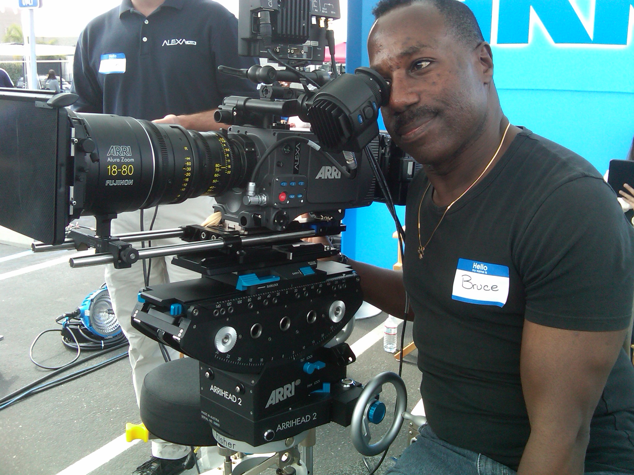 Bruce B. Gordon examining monitoring on an ARRI Alexa camera at a J. L. Fisher event for the Society of Camera Operators (SOC), International Cinematographers Guild (ICG) and American Society of Cinematographers (ASC).