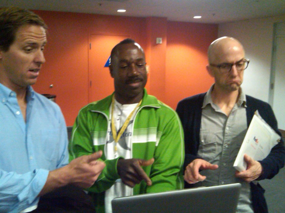 Director Bruce B. Gordon with Oscar(TM) winning screenwriters Nat Faxon (L) and Jim Rash (R), who won Academy Awards for Best Writing, Adapted Screenplay for 
